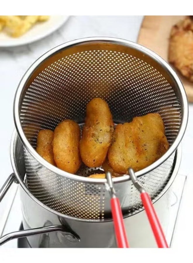 AROAQ Stainless Steel Deep Frying Pot for Tempura and French Fries with Strainer Perfect for Chicken and Fried Foods - Image 3
