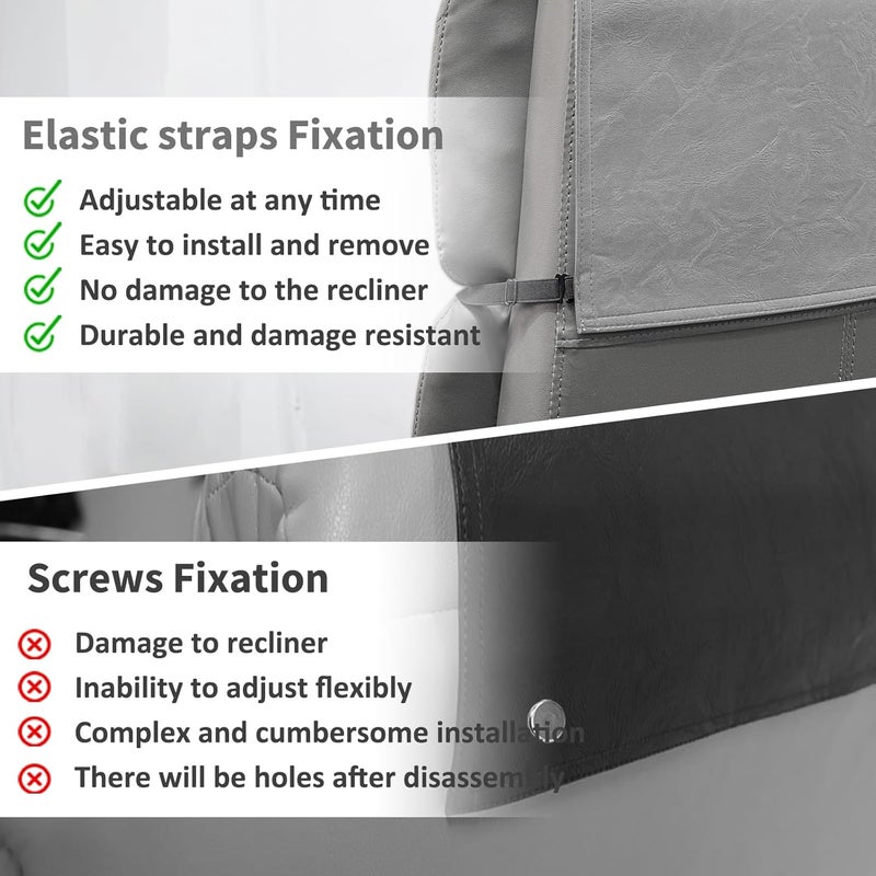 SCNK Recliner Headrest Protector-Faux Leather Headrest Covers for Recliners,Recliner Headrest Cover with Elastic Straps,Chair Headrest Covers for Recliners Protector 17 x 27 in(Light Gray) - Image 5