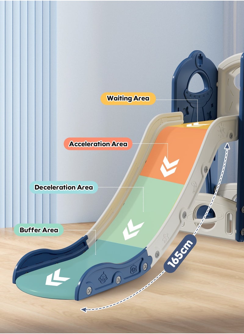 Pokuula - 6 in 1 Game Time Sports Slide for Kids, Indoor/Outdoor Playground Set, Slide, Basketball Hoop,Playset Playground Freestanding Slide,  Extra-Long Slide with Basketball Hoop - Image 1