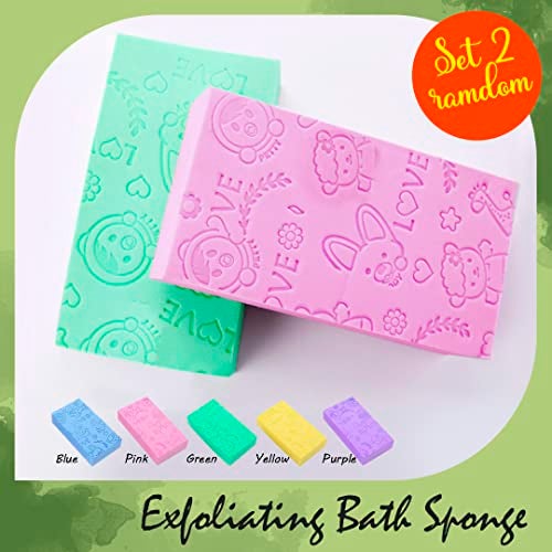 Nado Care Exfoliating Bath Sponge, Spa Scrub Exfoliating, Bath Body Shower Sponge, Dead Skin Sponge Remover for Adult, Baby, Pregnant Women, 2 pcs Random Colors - Image 2