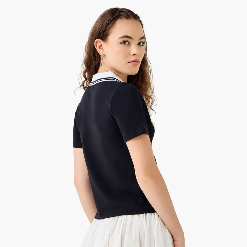 SP Characters Cambridge Print Polo T-shirt with Short Sleeves