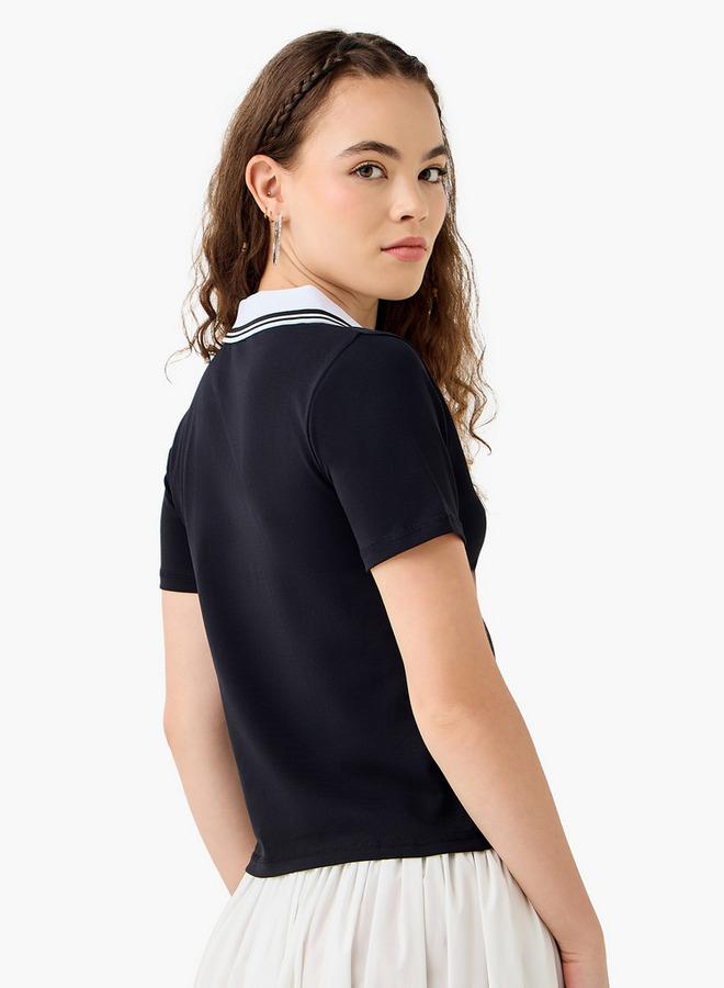 SP Characters Cambridge Print Polo T-shirt with Short Sleeves - Image 3