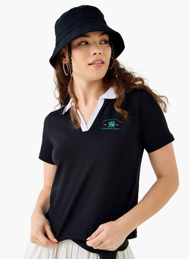 SP Characters Cambridge Print Polo T-shirt with Short Sleeves - Image 1