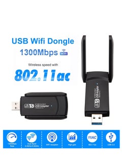 XICEN Wireless USB WiFi Adapter, 1300Mbps USB WiFi Dongle, 5.8GHz/2.4GHz 5dBi Dual Band Bluetooth USB 3.0 WiFi Dongle for PC/Desktop/Tablet/Laptop, Support Windows 11/10/8.1/8/7/XP/Vista, macOS 10.11-10.15  - Image 2