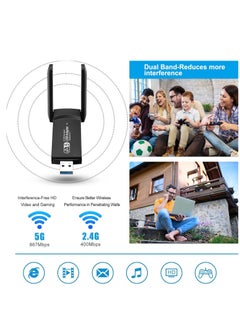 XICEN Wireless USB WiFi Adapter, 1300Mbps USB WiFi Dongle, 5.8GHz/2.4GHz 5dBi Dual Band Bluetooth USB 3.0 WiFi Dongle for PC/Desktop/Tablet/Laptop, Support Windows 11/10/8.1/8/7/XP/Vista, macOS 10.11-10.15  - Image 3