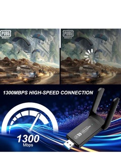 XICEN Wireless USB WiFi Adapter, 1300Mbps USB WiFi Dongle, 5.8GHz/2.4GHz 5dBi Dual Band Bluetooth USB 3.0 WiFi Dongle for PC/Desktop/Tablet/Laptop, Support Windows 11/10/8.1/8/7/XP/Vista, macOS 10.11-10.15  - Image 4