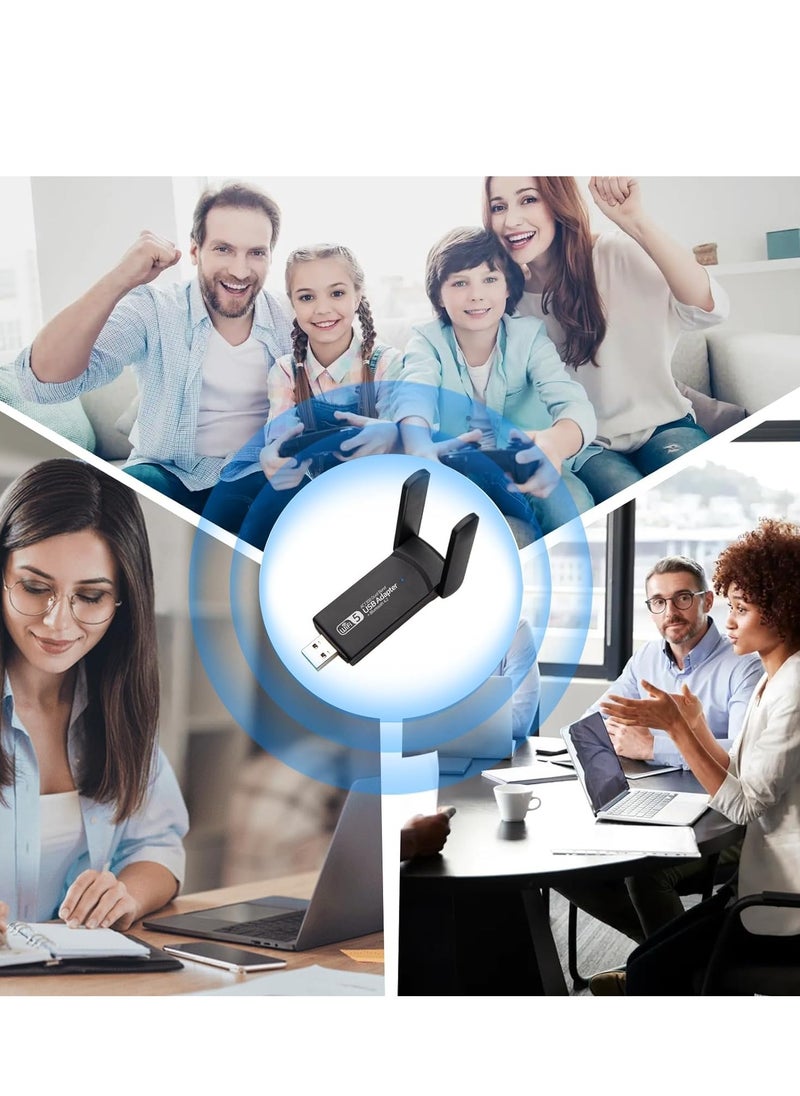 XICEN - Wireless USB WiFi Adapter, 1300Mbps USB WiFi Dongle, 5.8GHz/2.4GHz 5dBi Dual Band Bluetooth USB 3.0 WiFi Dongle for PC/Desktop/Tablet/Laptop, Support Windows 11/10/8.1/8/7/XP/Vista, macOS 10.11-10.15 - Image 1