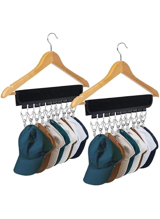 HOOKOR Black 2 Pack Baseball Cap Holder, Hat Organizer, Cap Organizer Hanger for Closet - Change Your Cloth Hanger To Cap Organizer Hanger - Keep Your Hats Cleaner Than a Hat Rack (30-02) - Image 1