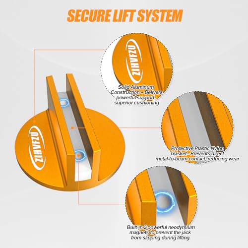 Zihvfzu Universal Magnetic Pinch Weld Jack pad,Aluminum Grooved Pinch Weld Jack Adapter and Frame Rail Protector, Car Jack Adapter with 0.4" Slotted Groove - Image 4