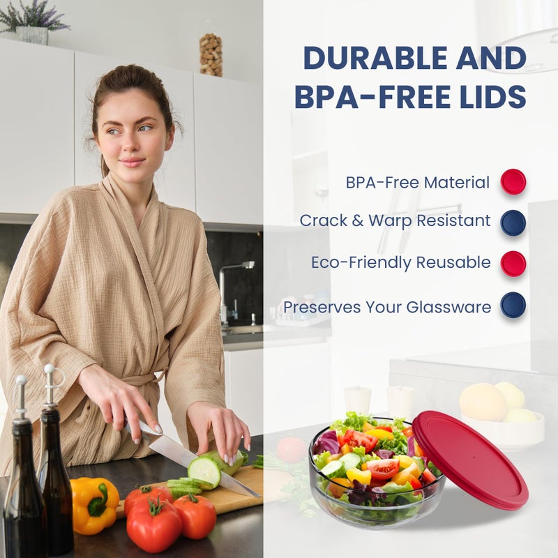 MRX Solutions Replacement Lids for Pyrex Glass Food Storage Containers Round (2) 7202-PC 1 Cup (3) 7200-PC 2 Cup (2) 7201-PC 4 Cup (2) 7402-PC 6/7 Cup Red Blue - Image 3