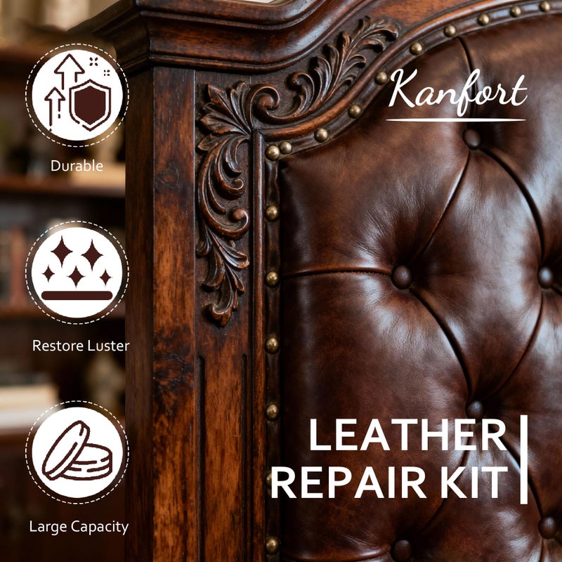 kanfort Leather & Furniture Repair Salve, Furniture Salve with Brush for Leather Wood, Leather Conditioner Help Prevent Cracking or Fading - Image 2