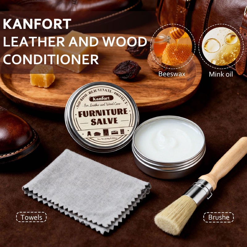 kanfort Leather & Furniture Repair Salve, Furniture Salve with Brush for Leather Wood, Leather Conditioner Help Prevent Cracking or Fading - Image 4