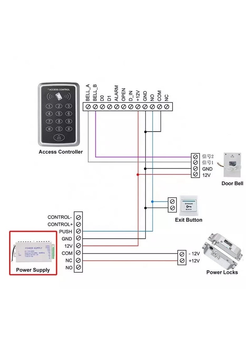 jenix Jenix Open Surface Drop Bolt Lock Kit Including RFID Access Control Power Supply Exit Button Tag and RFID Cards Full Set Access Control Kit Door Entry System  - Image 2