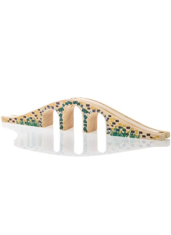 Bigjigs Rail Bigjigs Rail Three Arch Bridge, Wooden Toys, Wooden Arch, Bigjigs Train Accessories, Train Toys, Wooden Train Sets, Wooden Toys for 3 4 5 Year Olds  - Image 1