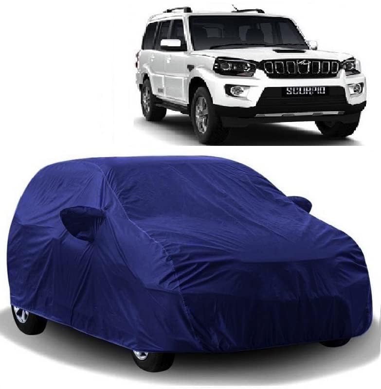 Carigiri Blue Car Body Cover For Mahindra Scorpio(Triple Stitched,Mirror Pockets,UV Resistant,Dustproof)(Models-2004, 2005, 2006, 2007, 2008, 2009, 2010, 2011, 2012, 2013, 2014, 2015, 2016, 2017, 2018, 2019, 2020, 2021,2022) - Image 2