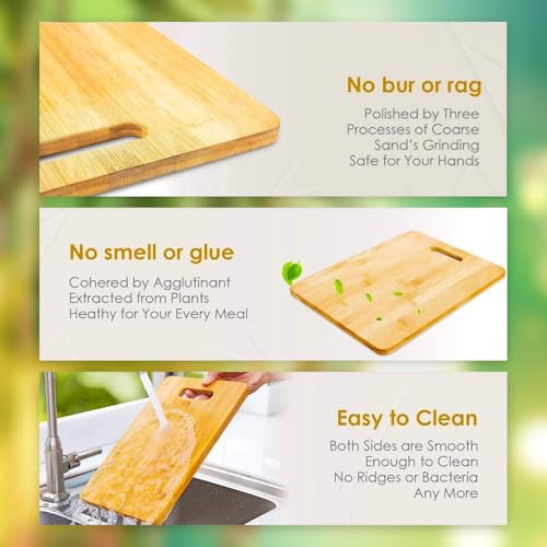 UrbanFix Premium Anti-Microbial Natural Bamboo Wood Chopping Cutting Board for Kitchen Vegetables, Fruits, BPA Free, Eco-Friendly, Anti-Bacterial Durable and Easy to Clean (34 x 24cm). - Image 4