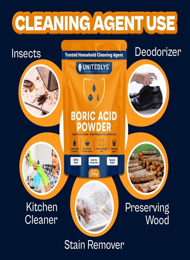 Unitedlys 200g Boric Acid Powder for Cockroaches Control | Multi Purpose Cleaner Powder for Household Cleaning, Carrom Board Use & Rice Storage Protection | Effective & Safe Stain Remover for Kitchen - Image 5