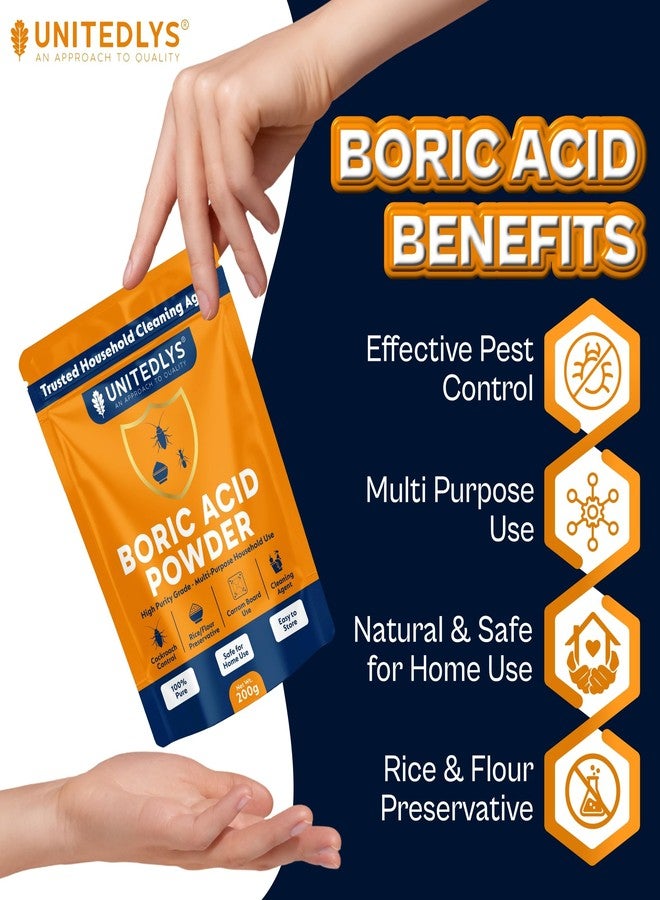 Unitedlys 200g Boric Acid Powder for Cockroaches Control | Multi Purpose Cleaner Powder for Household Cleaning, Carrom Board Use & Rice Storage Protection | Effective & Safe Stain Remover for Kitchen - Image 3