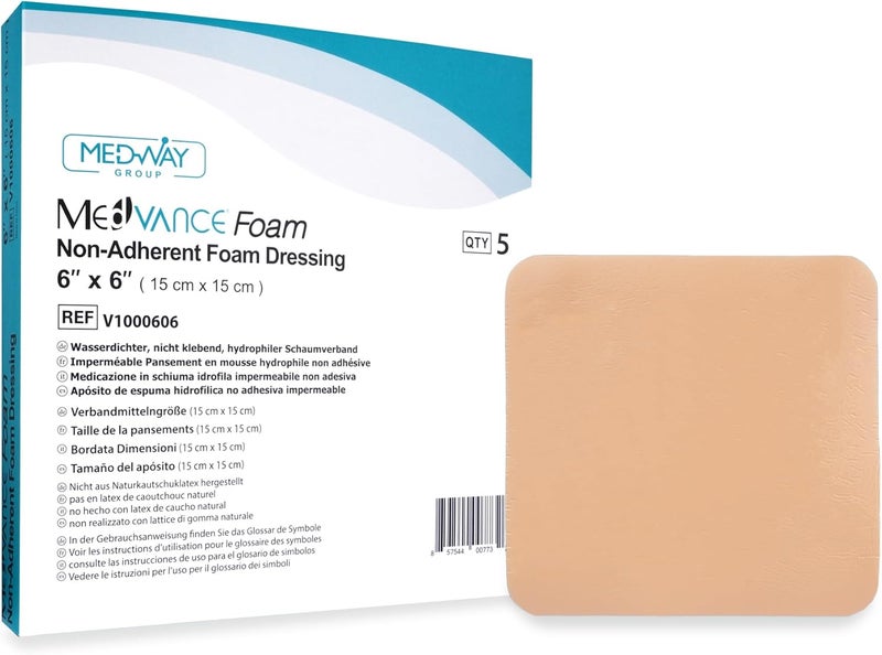 MedVance TM Foam Waterproof NonAdhesive Hydrophilic Foam Dressing 15 cm x 15 cm Box of 5 dressings - Image 1