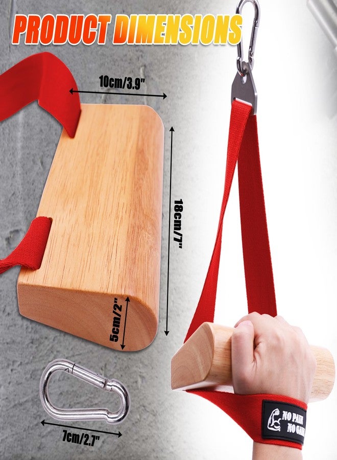 Lights Mountain Ergonomic Arm Wrestling Handle with Wooden Grip, Wrist & Forearm Strength Training Attachment for Cable Machines (Red) - Image 2