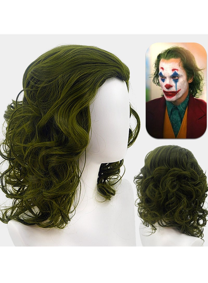 movie clown joker arthur fleck mixed green short curly hair cosplay wig costumes dress up wig - Image 3