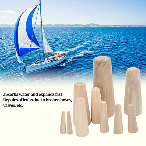 Akozon Marine Boat Wooden Conical Bungs Plugs Set, 10pcs Marine Tapered Thru Hull Emergency Soft Wood Plugs Drain Plug For Boat Yacht Soft Conical Thru Hull Wood Plugs - Image 3