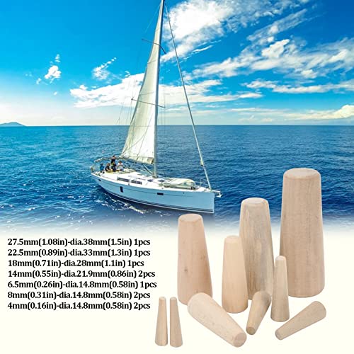 Akozon Marine Boat Wooden Conical Bungs Plugs Set, 10pcs Marine Tapered Thru Hull Emergency Soft Wood Plugs Drain Plug For Boat Yacht Soft Conical Thru Hull Wood Plugs - Image 2