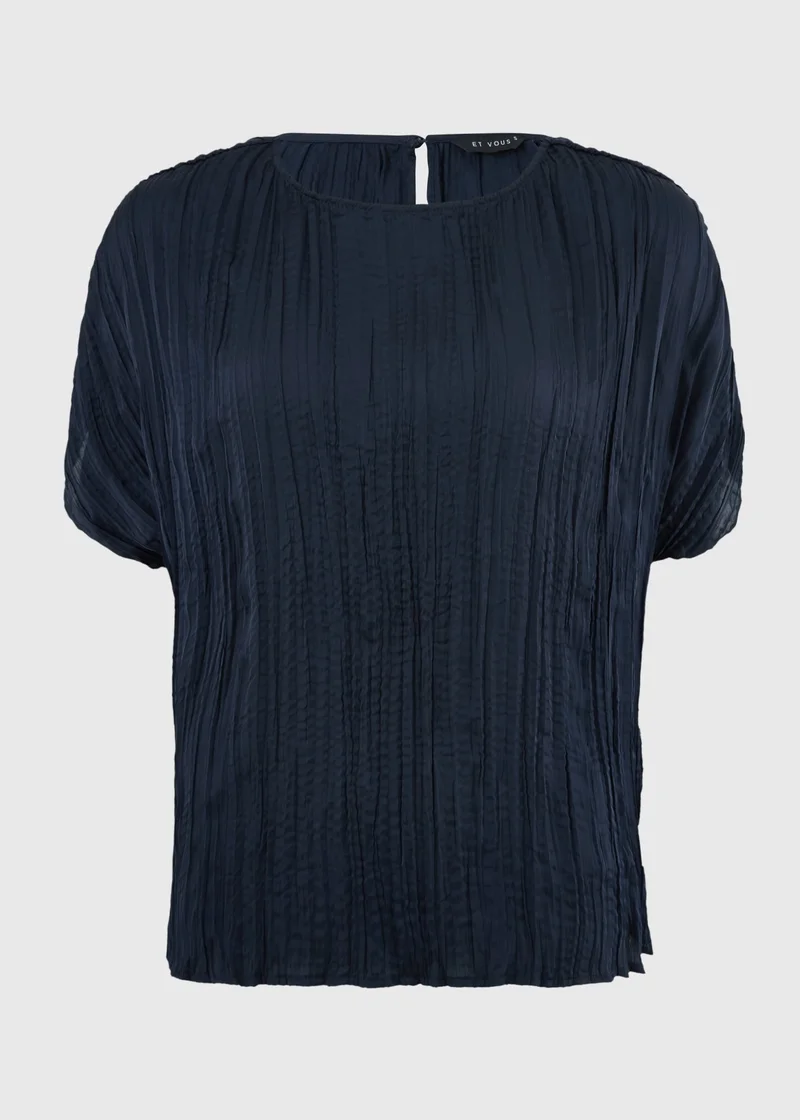 Matalan Navy Et Vous Navy Crinkle Satin Co Ord Top for Women | Best Price UAE
