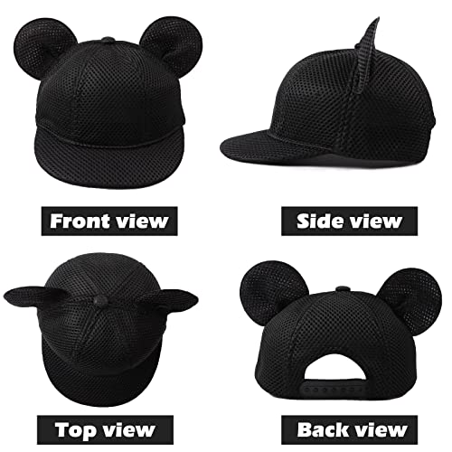 JANGANNSA Baby Mesh Cap Toddler Kids Sun Hat Mouse Ears Cute Cartoon Caps Summer (1-3Y,Black) - Image 2