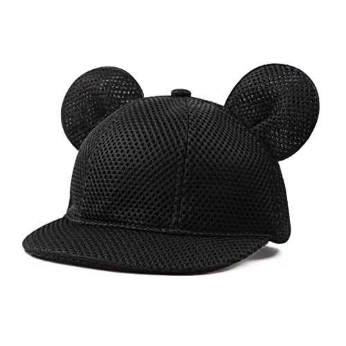 JANGANNSA Baby Mesh Cap Toddler Kids Sun Hat Mouse Ears Cute Cartoon Caps Summer (1-3Y,Black) - Image 1