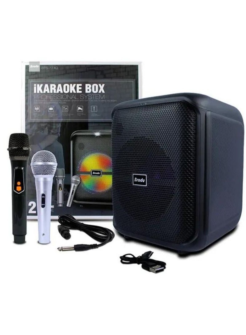 برودو Brodu BTS 1740 Karaoke Bluetooth Speaker with Dual Microphone – Rechargeable Portable 8 Inch Wireless Karaoke Speaker - Image 2