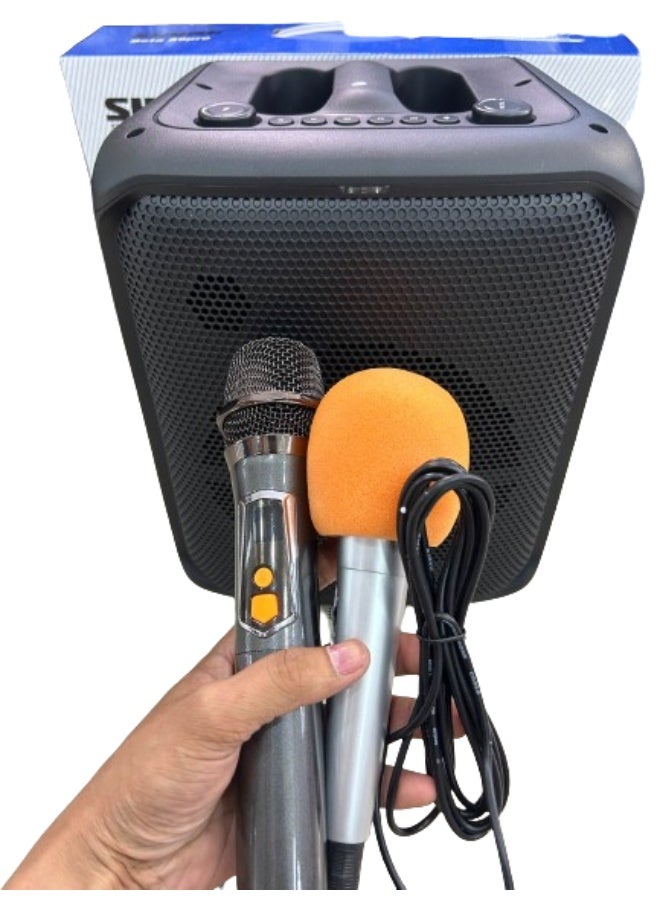 برودو Brodu BTS 1740 Karaoke Bluetooth Speaker with Dual Microphone – Rechargeable Portable 8 Inch Wireless Karaoke Speaker - Image 5