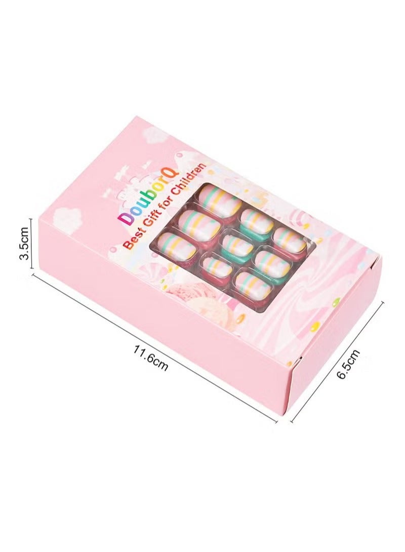 دوبورك 120 قطعة أظافر صناعية لطيفة متعددة الألوان، أظافر صناعية للأطفال، 120 قطعة من أطراف الأظافر الصناعية المزيفة للفتيات ذات الغطاء الكامل والقصيرة للتزيين - Image 2