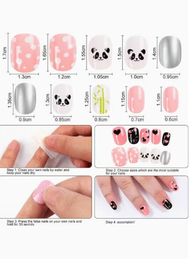 دوبورك 120 قطعة أظافر صناعية لطيفة متعددة الألوان، أظافر صناعية للأطفال، 120 قطعة من أطراف الأظافر الصناعية المزيفة للفتيات ذات الغطاء الكامل والقصيرة للتزيين - Image 5