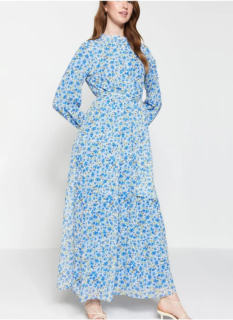 trendyol Floral Print Tie Detail Dress