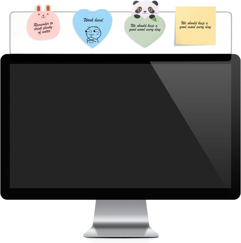 Yocoolfun 2 Pieces Monitor Memo Board Top Mount,18“ Monitor Sticky Note Holder,Universal Transparent Sticky Notes Memo Pad,Sticky Boards,Message Board for Computer Monitors - Image 1