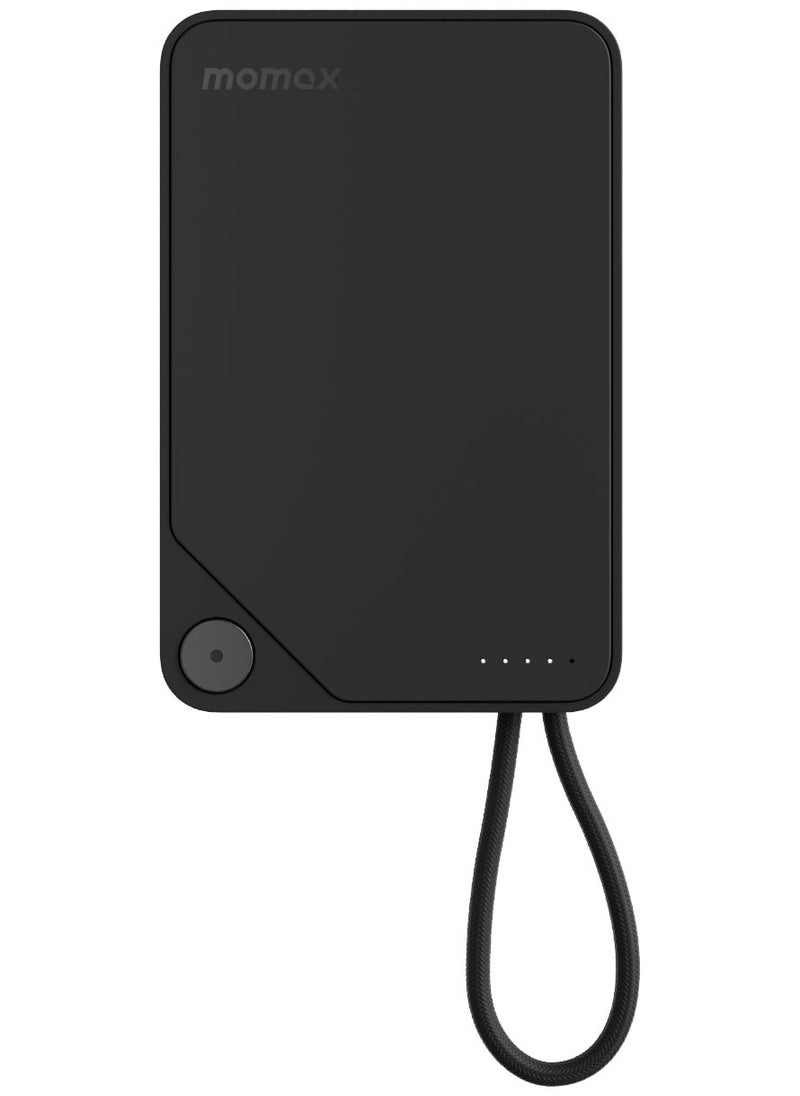 Momax - 1-Power X Battery Pack 10000 mAh Power Bank with Built-in USB-C PD Cable - Black - Image 1