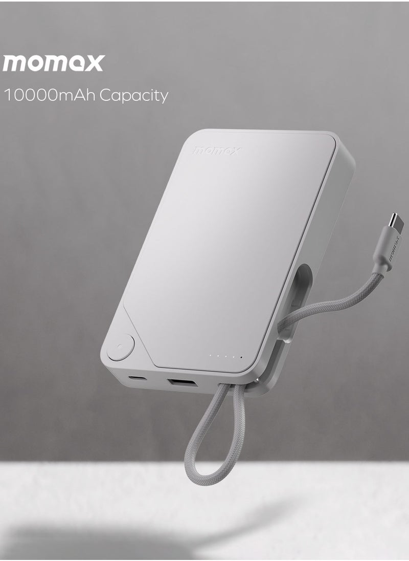 Momax - 1-Power X Battery Pack 10000 mAh Power Bank with Built-in USB-C PD Cable - Black - Image 1
