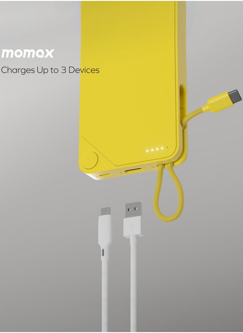 Momax - 1-Power X Battery Pack 10000 mAh Power Bank with Built-in USB-C PD Cable - Black - Image 1