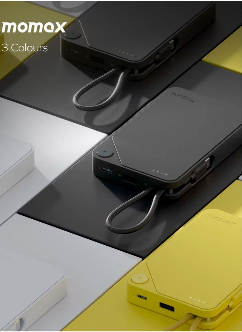 Momax - 1-Power X Battery Pack 10000 mAh Power Bank with Built-in USB-C PD Cable - Black - Image 1