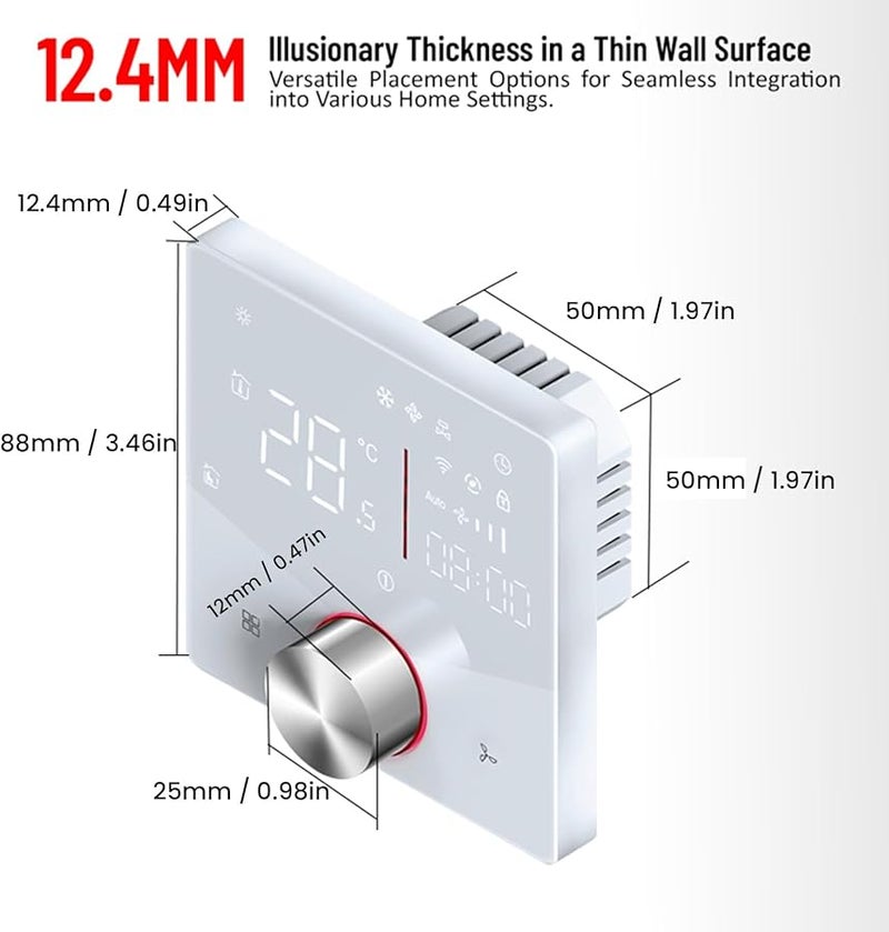 Smart WiFi Thermostat For Air Conditioner Programmable Touch LED Panel White - Image 5