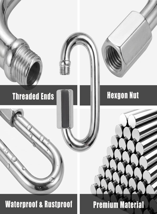 EVANCENT 100PCS Quick Links, 1/4 Inch Diameter Quick Chain Link 620lbs Capacity, Heavy Duty Carabiner Clips Galvanized Thread Quick Link D Shape Locking Carabiner for Safety Chain Swing Gym Hammock - Image 3