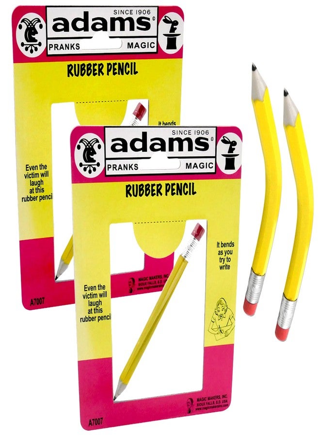 MAGIC MAKERS Adams Pranks and Magic - Rubber Pencil - 2 Pack Classic Novelty Prank Toy - Image 1