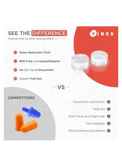 Vibes Silicone Ear Plugs - 6 Pairs Vibes Reusable Earplugs For Sleep, Custom Waterproof Moldable Gel, 32 dB Best Sound Blocking Earplug, Noise Reduction in Sleeping, Travel, Swimming, Studying, Construction  - Image 5