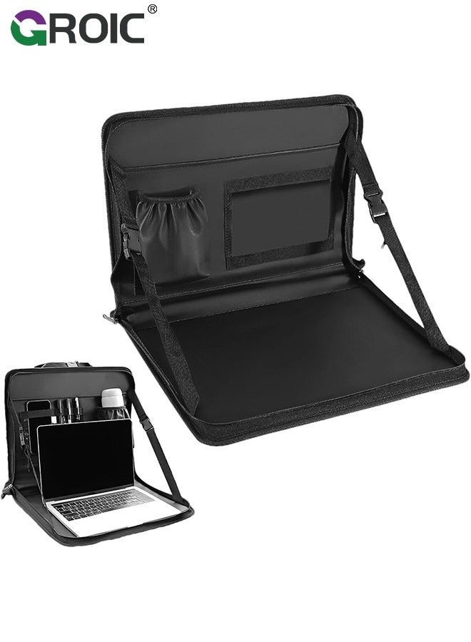 GROIC 3 in 1 Steering Wheel Eating Tray, Car Back Seat Laptop Desk, Multifunctional Car Office Bag, Car Work Table for Writing, Car Organizer for Kids, Commuters, Family  - Image 2