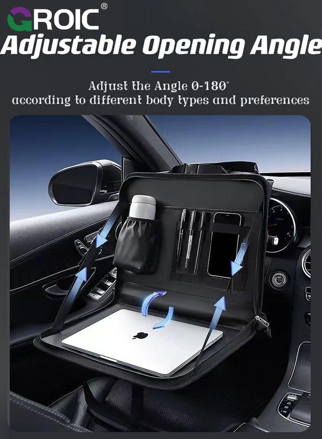 GROIC 3 in 1 Steering Wheel Eating Tray, Car Back Seat Laptop Desk, Multifunctional Car Office Bag, Car Work Table for Writing, Car Organizer for Kids, Commuters, Family  - Image 1