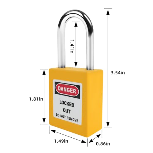BULANGDI Lockout Tagout Lock Set10pcs Keyed Different Yellow 2 Keys OSHA Compliant Safety Padlocks for Electrical Lockout Tag Out Kit - Image 3
