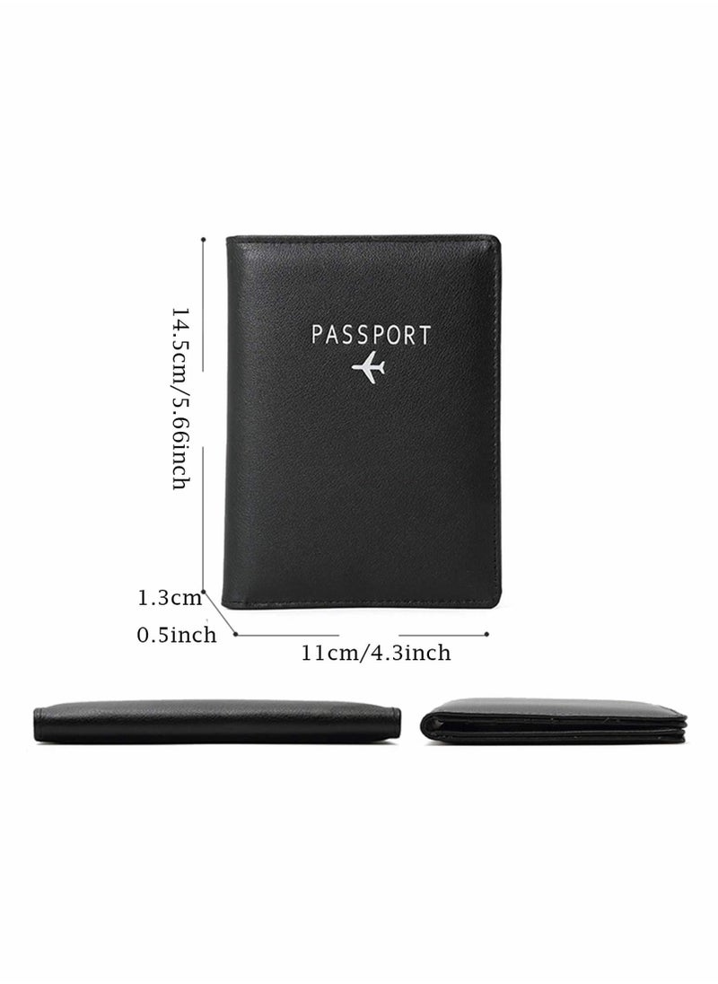 SYOSI - Travel Wallet Passport Holder Blocking Leather Passport Cover Case with Wallet for Credit Card, Money, Boarding, Passport Holder Protector for Men Women (Black) - Image 1