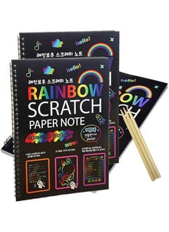 deziine�Scratch Paper Books 3 Packs 10.2 x 7.5 inches for Kids Rainbow Color Scratch Off Paper Art with 3 Stylus Scratchers Ideal for Kids School Help Children to Focus Practice Hands (Pack of 3)