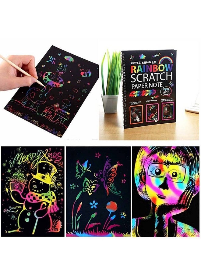 deziine deziine�Scratch Paper Books 3 Packs 10.2 x 7.5 inches for Kids Rainbow Color Scratch Off Paper Art with 3 Stylus Scratchers Ideal for Kids School Help Children to Focus Practice Hands (Pack of 3)  - Image 5
